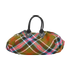 Winter Tartan Bowling Bag, &pound;140, Handbags, Black/Blue/Pink, Fabric/Leather, Back view